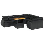 vidaXL Set canapele de grădină cu perne, 10 piese, negru, poliratan
