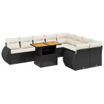vidaXL Set canapele de grădină cu perne, 10 piese, negru, poliratan