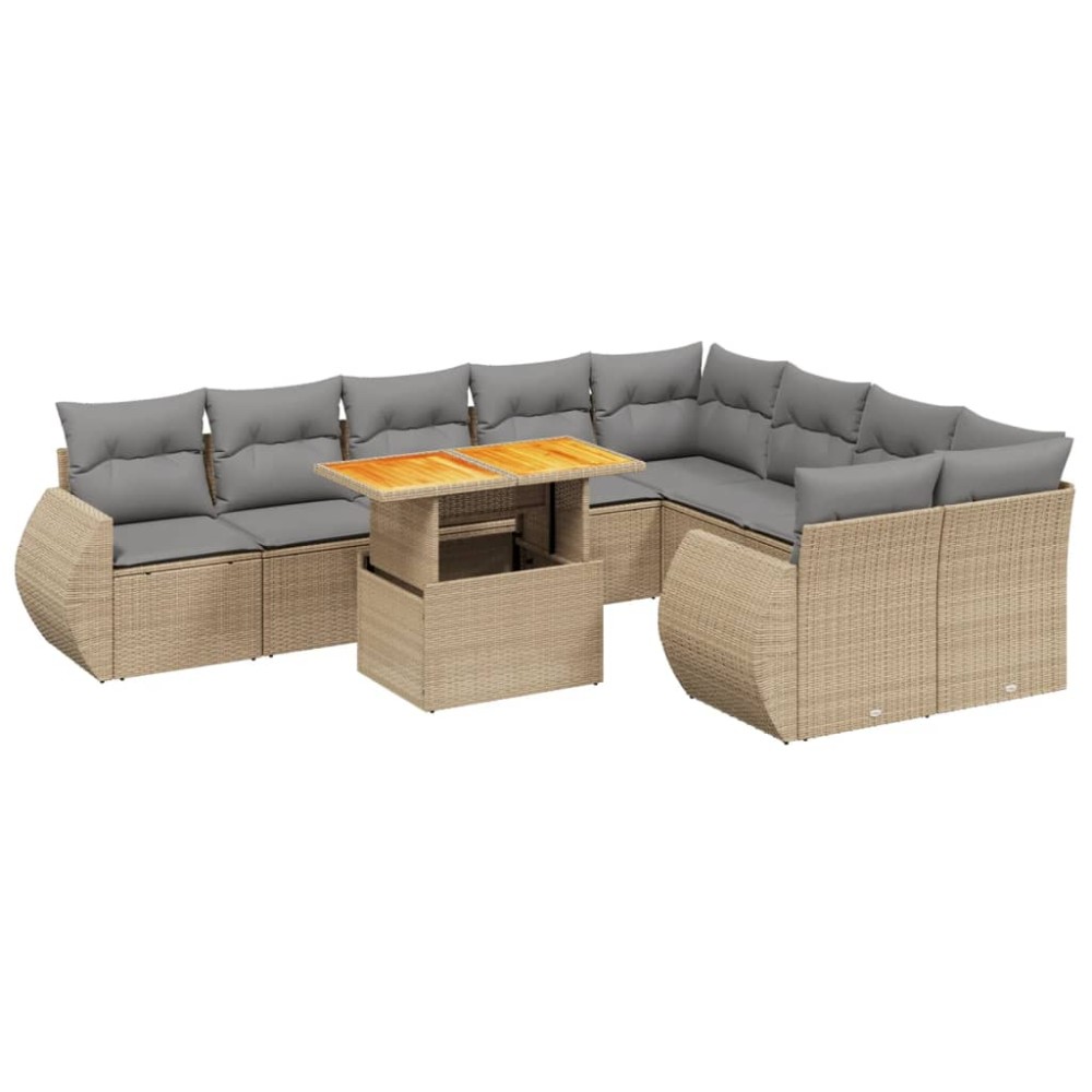 vidaXL Set canapele de grădină cu perne, 10 piese, bej, poliratan