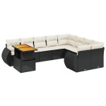 vidaXL Set canapele de grădină cu perne, 10 piese, negru, poliratan