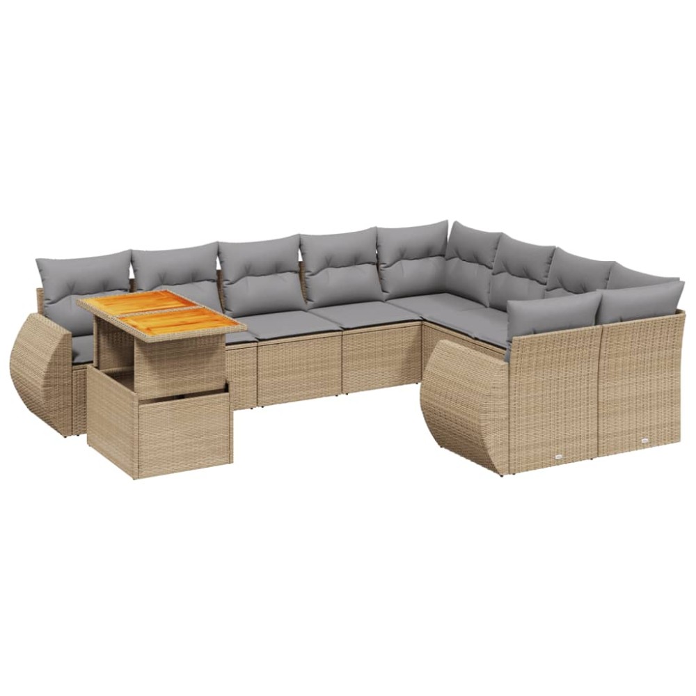 vidaXL Set canapele de grădină cu perne, 10 piese, bej, poliratan