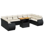 vidaXL Set canapele de grădină cu perne, 11 piese, negru, poliratan vidaXL Set canapele de grădină cu perne, 11 piese, negru, poliratan