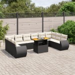 vidaXL Set canapele de grădină cu perne, 11 piese, negru, poliratan vidaXL Set canapele de grădină cu perne, 11 piese, negru, poliratan