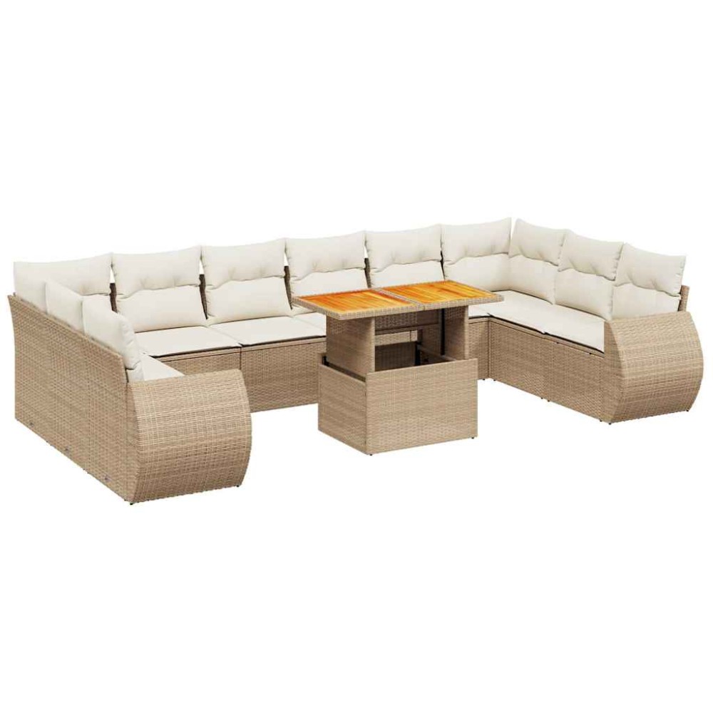 vidaXL Set canapele de grădină cu perne, 11 piese, bej, poliratan