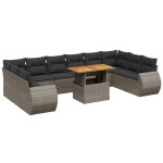 vidaXL Set canapele de grădină cu perne, 11 piese, gri, poliratan vidaXL Set canapele de grădină cu perne, 11 piese, gri, poliratan