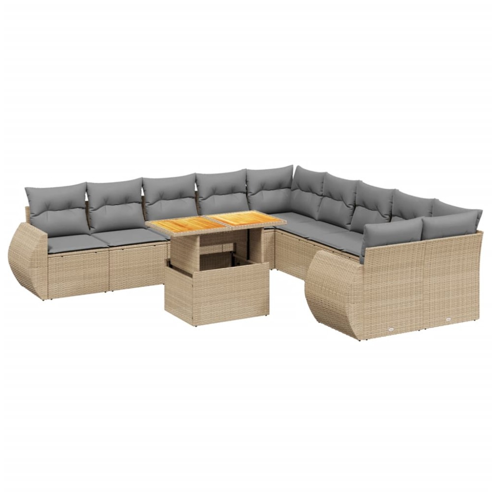 vidaXL Set canapele de grădină cu perne, 11 piese, bej, poliratan