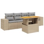 vidaXL Set canapele de grădină cu perne, 5 piese, bej, poliratan