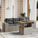 vidaXL Set canapea de grădină cu perne, 5 piese, gri, poliratan vidaXL Set canapea de grădină cu perne, 5 piese, gri, poliratan