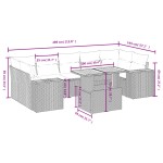 vidaXL Set mobilier de grădină cu perne, 8 piese, negru, poliratan