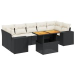 vidaXL Set mobilier de grădină cu perne, 8 piese, negru, poliratan