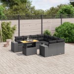 vidaXL Set mobilier de grădină cu perne, 9 piese, negru, poliratan vidaXL Set mobilier de grădină cu perne, 9 piese, negru, poliratan