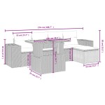 vidaXL Set mobilier grădină cu perne, 6 piese, gri, poliratan