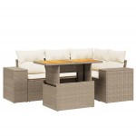 vidaXL Set canapele de grădină cu perne, 5 piese, bej, poliratan