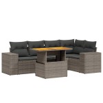 vidaXL Set mobilier grădină cu perne, 6 piese, gri, poliratan
