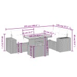 vidaXL Set mobilier grădină cu perne, 6 piese, gri, poliratan