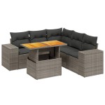 vidaXL Set mobilier grădină cu perne, 6 piese, gri, poliratan