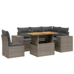 vidaXL Set mobilier grădină cu perne, 6 piese, gri, poliratan
