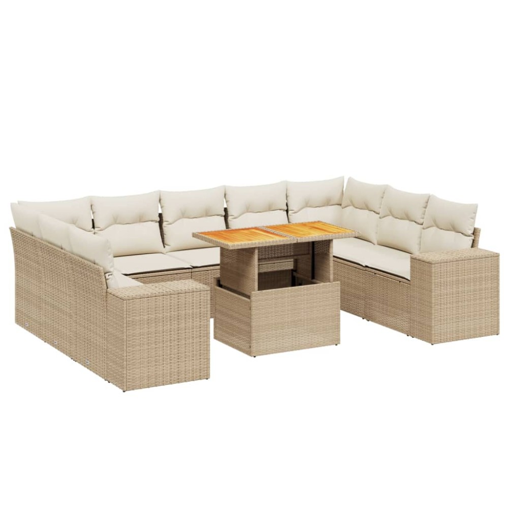 vidaXL Set canapele de grădină cu perne, 10 piese, bej, poliratan
