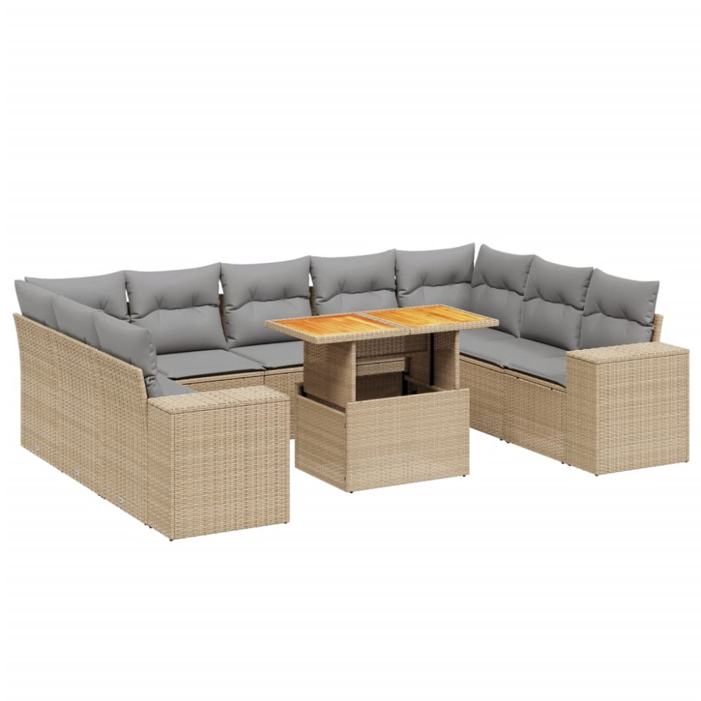 vidaXL Set canapele de grădină cu perne, 10 piese, bej, poliratan