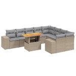 vidaXL Set canapele de grădină cu perne, 10 piese, bej, poliratan