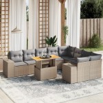 vidaXL Set canapele de grădină cu perne, 10 piese, bej, poliratan
