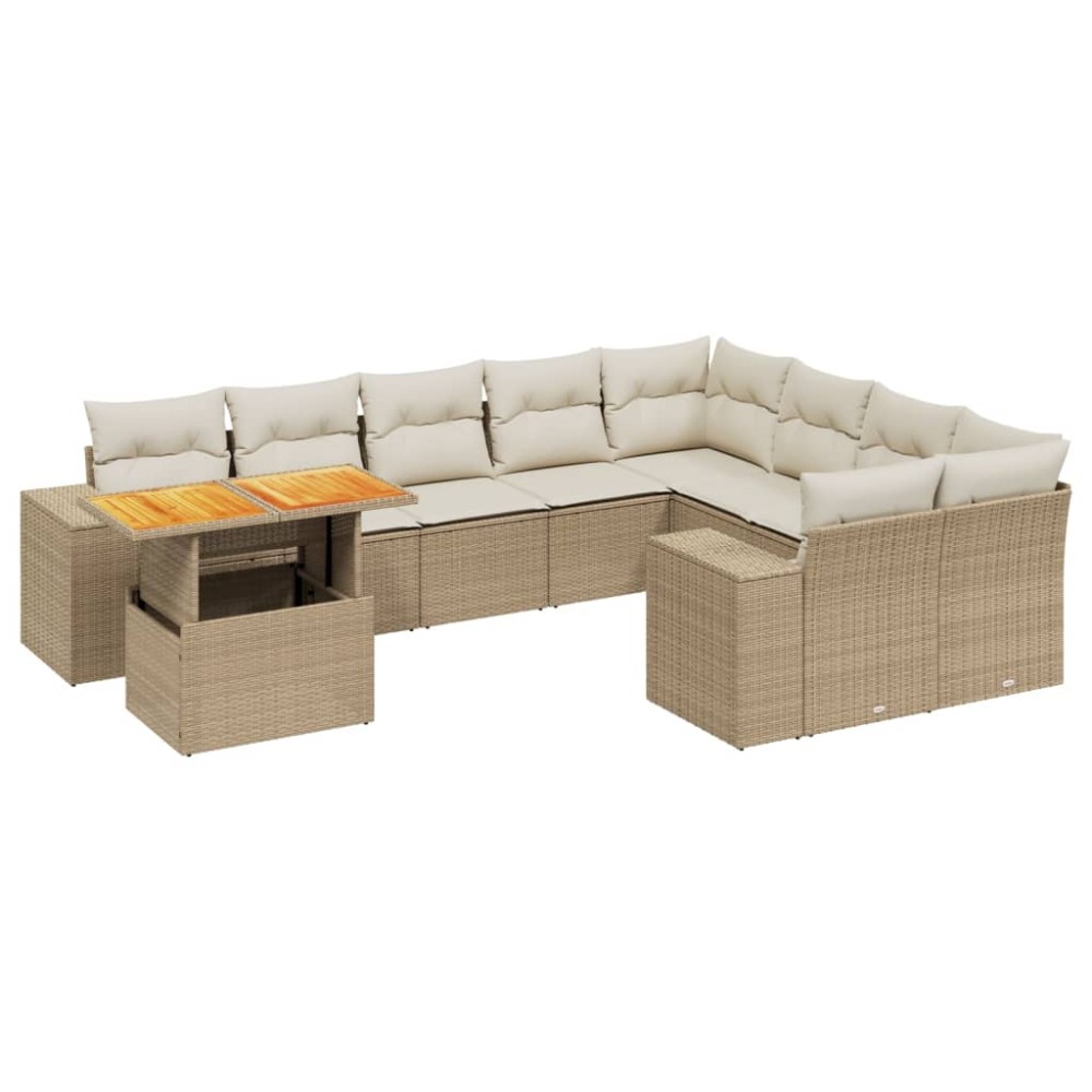 vidaXL Set canapele de grădină cu perne, 10 piese, bej, poliratan