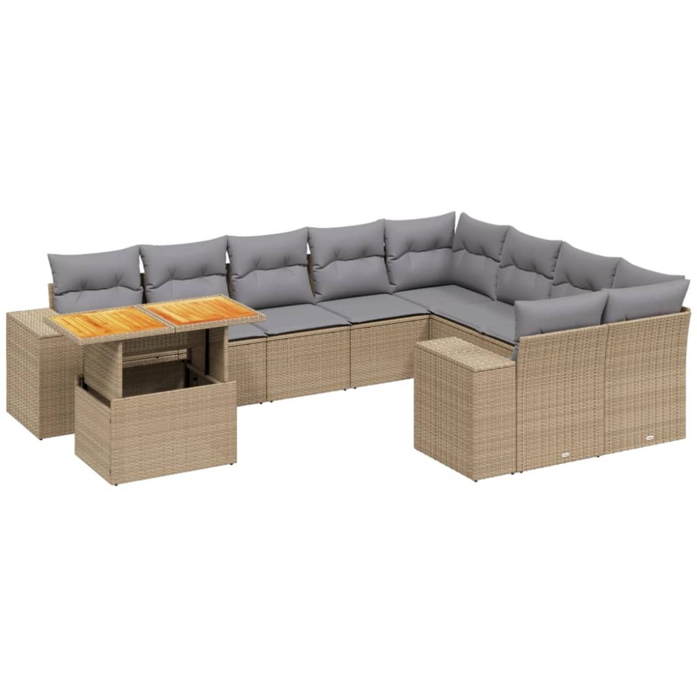 vidaXL Set canapele de grădină cu perne, 10 piese, bej, poliratan