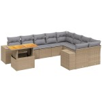 vidaXL Set canapele de grădină cu perne, 10 piese, bej, poliratan