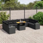 vidaXL Set canapele de grădină cu perne, 11 piese, negru, poliratan vidaXL Set canapele de grădină cu perne, 11 piese, negru, poliratan