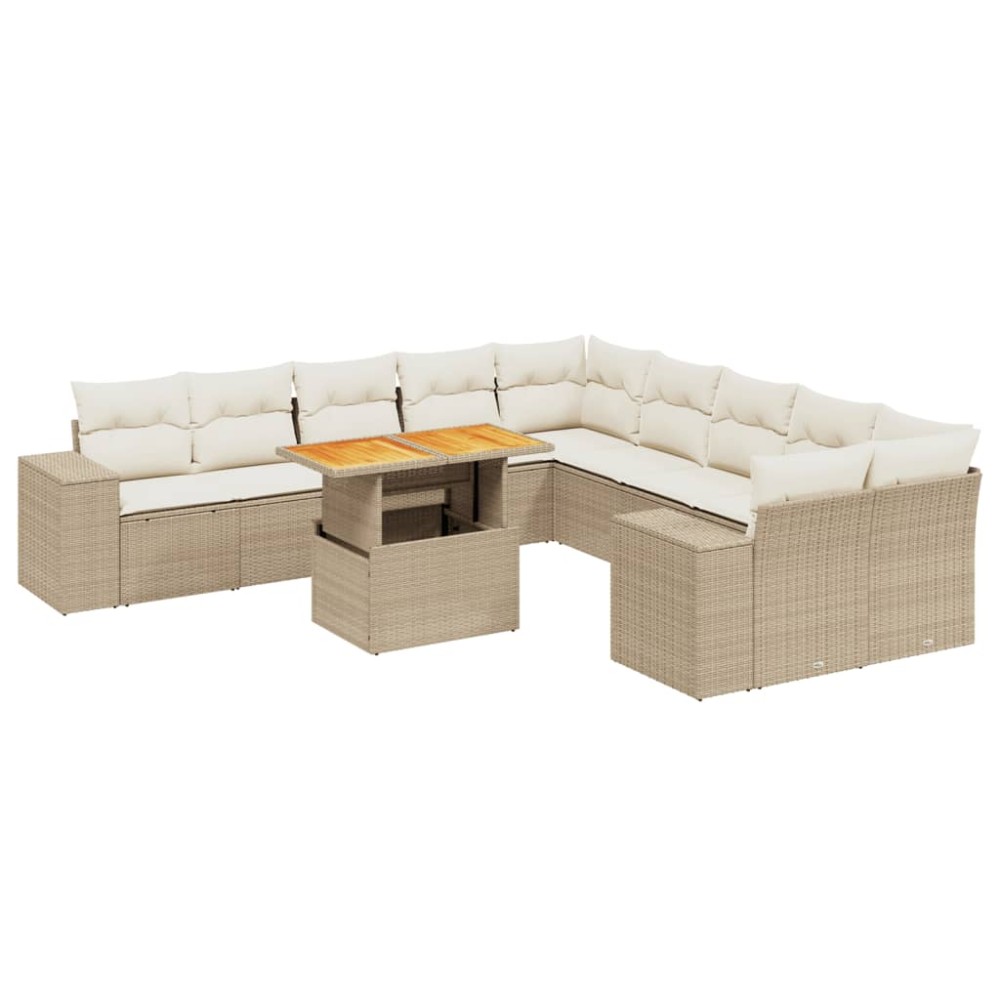 vidaXL Set canapele de grădină cu perne, 11 piese, bej, poliratan