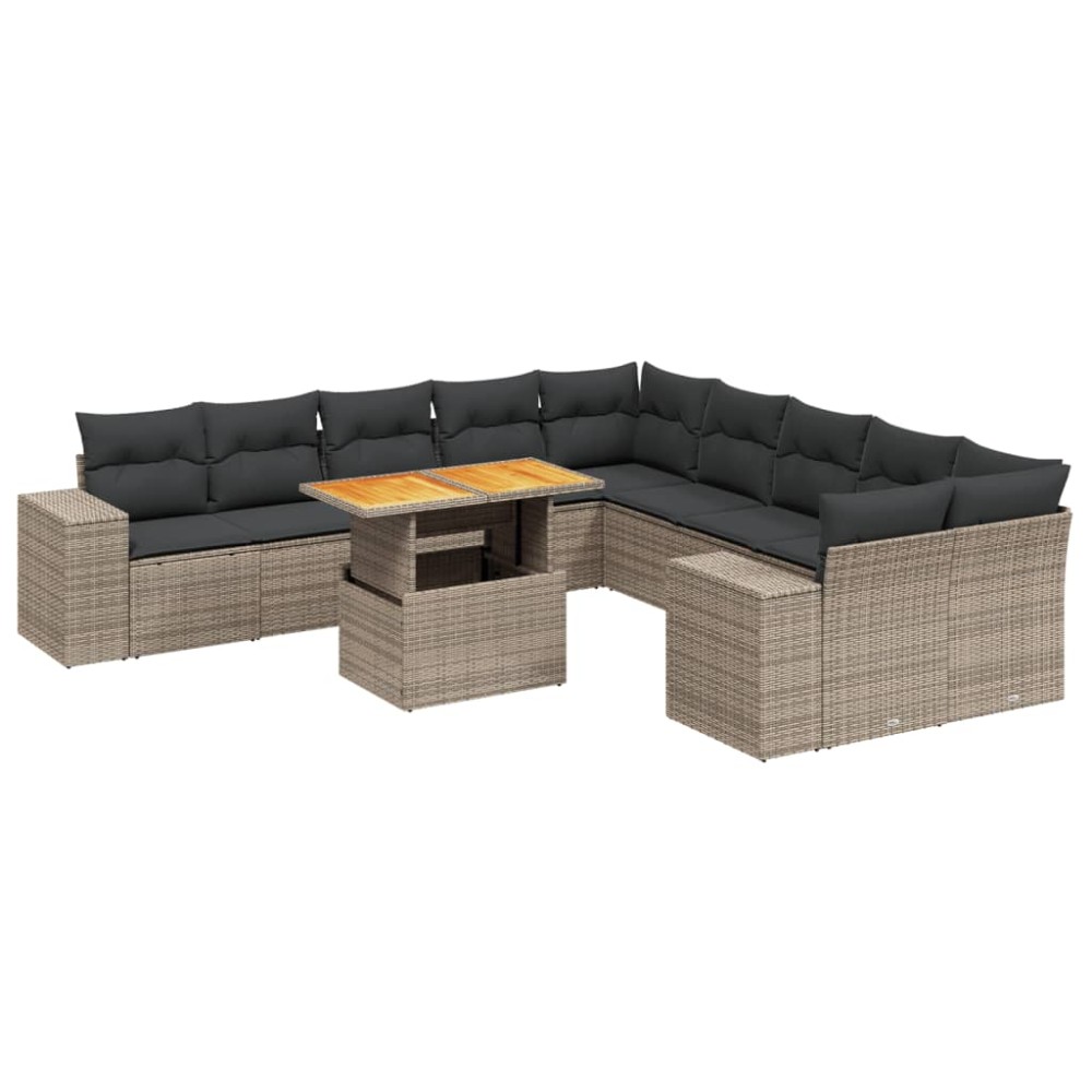 vidaXL Set canapele de grădină cu perne, 11 piese, gri, poliratan