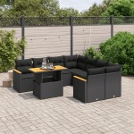 vidaXL Set mobilier de grădină cu perne, 9 piese, negru, poliratan vidaXL Set mobilier de grădină cu perne, 9 piese, negru, poliratan