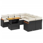 vidaXL Set mobilier de grădină cu perne, 9 piese, negru, poliratan vidaXL Set mobilier de grădină cu perne, 9 piese, negru, poliratan