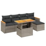 vidaXL Set mobilier grădină cu perne, 6 piese, gri, poliratan