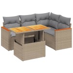 vidaXL Set canapele de grădină cu perne, 5 piese, bej, poliratan