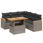 vidaXL Set mobilier grădină cu perne, 6 piese, gri, poliratan