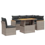 vidaXL Set mobilier grădină cu perne, 6 piese, gri, poliratan