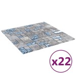 vidaXL Plăci mozaic, 22 buc., gri și albastru, 30x30 cm, sticlă vidaXL Plăci mozaic, 22 buc., gri și albastru, 30x30 cm, sticlă