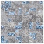 vidaXL Plăci mozaic, 22 buc., gri și albastru, 30x30 cm, sticlă vidaXL Plăci mozaic, 22 buc., gri și albastru, 30x30 cm, sticlă