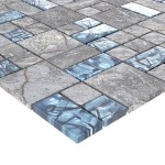 vidaXL Plăci mozaic, 22 buc., gri și albastru, 30x30 cm, sticlă vidaXL Plăci mozaic, 22 buc., gri și albastru, 30x30 cm, sticlă