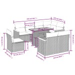 vidaXL Set mobilier de grădină cu perne, 9 piese, negru, poliratan