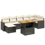 vidaXL Set mobilier de grădină cu perne, 8 piese, negru, poliratan