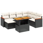 vidaXL Set mobilier de grădină cu perne, 8 piese, negru, poliratan vidaXL Set mobilier de grădină cu perne, 8 piese, negru, poliratan