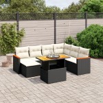 vidaXL Set mobilier de grădină cu perne, 8 piese, negru, poliratan vidaXL Set mobilier de grădină cu perne, 8 piese, negru, poliratan
