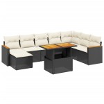 vidaXL Set mobilier de grădină cu perne, 9 piese, negru, poliratan