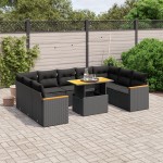 vidaXL Set canapele de grădină cu perne, 10 piese, negru, poliratan vidaXL Set canapele de grădină cu perne, 10 piese, negru, poliratan