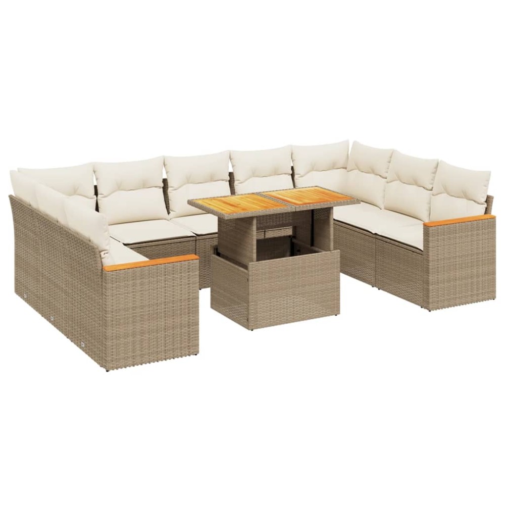 vidaXL Set canapele de grădină cu perne, 10 piese, bej, poliratan