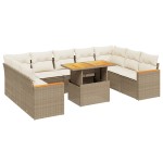vidaXL Set canapele de grădină cu perne, 10 piese, bej, poliratan