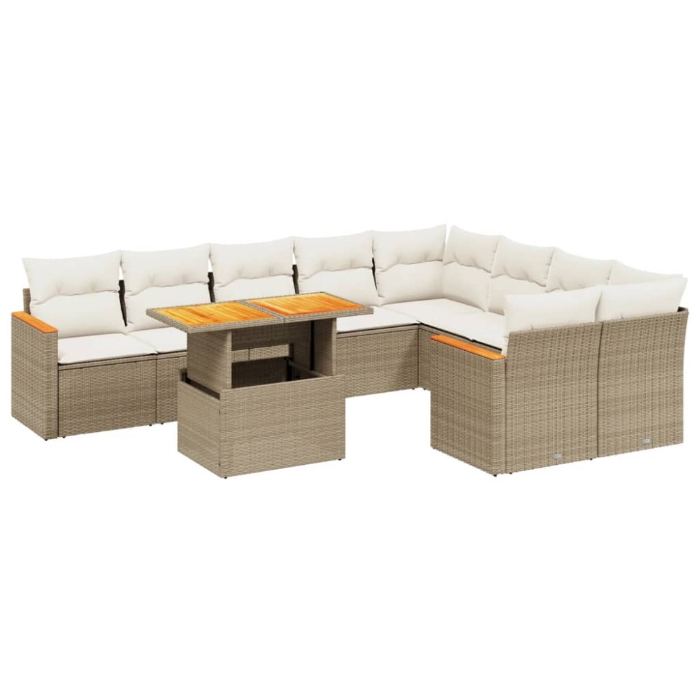 vidaXL Set canapele de grădină cu perne, 10 piese, bej, poliratan