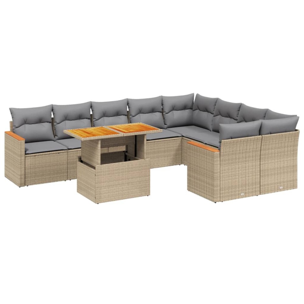vidaXL Set canapele de grădină cu perne, 10 piese, bej, poliratan